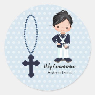 Sticker Rond Espagnol Sailor First Communion garçon