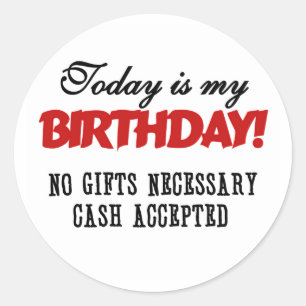 Sticker Rond Espèces d'anniversaire acceptées