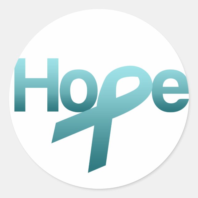 Sticker Rond Espérons une sensibilisation Turquoise au cancer d (Devant)