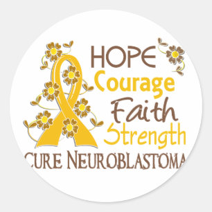 Sticker Rond Espoir Courage Faith Force 3 Neuroblastoma