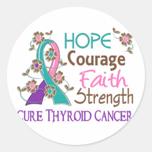Sticker Rond Espoir Courage Foi Force 3 Thyroïde Cancer