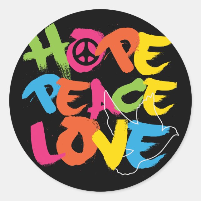 Sticker Rond Espoir de paix amour (Devant)