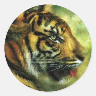 Sticker Rond Esprit de l'autocollant d'art de tigre