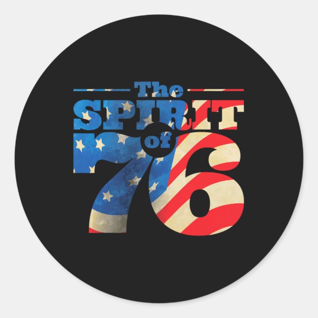 Sticker Rond Esprit Rétro De 76 4 juillet Chemise (Devant)