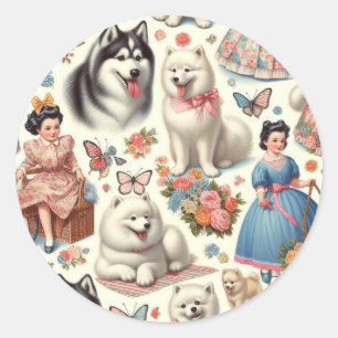 Sticker Rond Esquimau américain rétro mignon