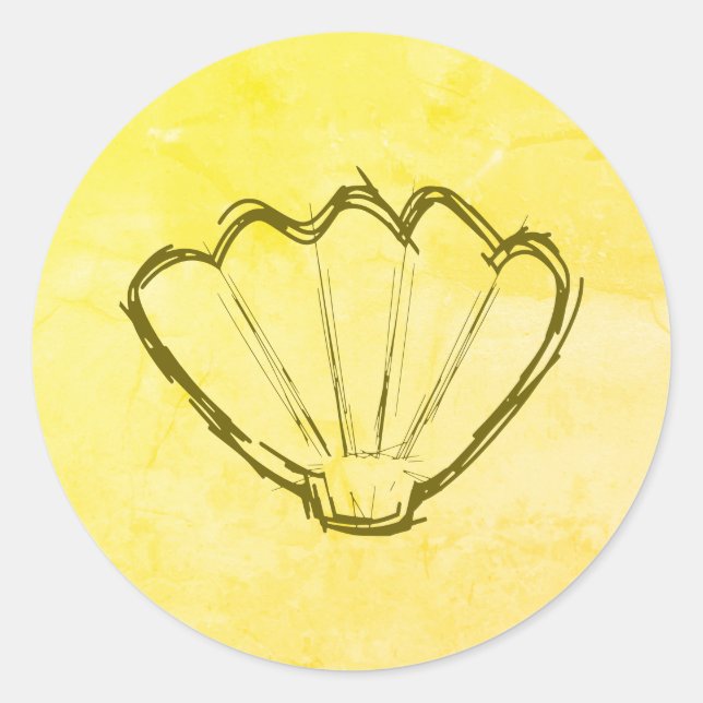 Sticker Rond Esquisse De Coquillages Sur Papier Ancien (Devant)