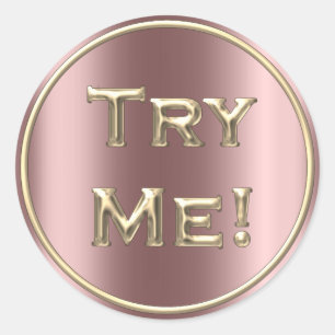 Sticker Rond Essayer Me Rose Gold Blush Tester Exemple Conteneu
