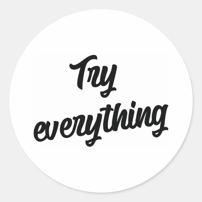 Sticker Rond Essayer tout (Devant)