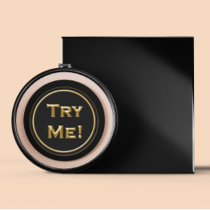 Sticker Rond Essayez-Moi Black Gold Pour Votre Tester Exemple C