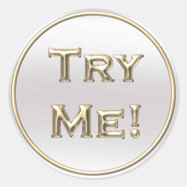 Sticker Rond Essayez-moi Black Silver Gold For Tester Exemple C (Devant)