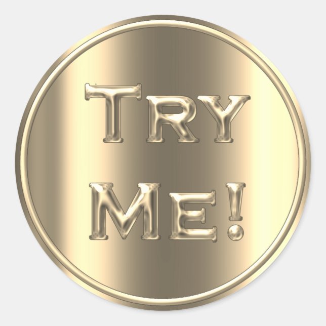 Sticker Rond Essayez-moi Champaigne Gold Tester Exemple Contene (Devant)