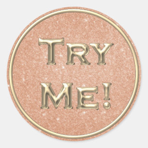 Sticker Rond Essayez-moi Gold Peach Blush Tester Exemple Conten