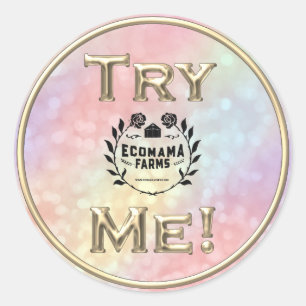 Sticker Rond Essayez-moi Logo Golden Tester Exemple d'hologramm
