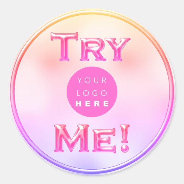 Sticker Rond Essayez-moi Logo Tester Exemple Holographe Pink Pa (Devant)