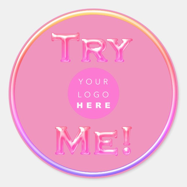 Sticker Rond Essayez-moi Logo Tester Exemple Pink Small Busines (Devant)