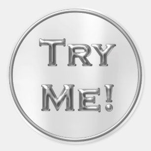 Sticker Rond Essayez-moi Metallic Gold Grey Tester échantillon 