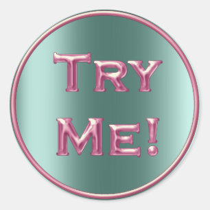 Sticker Rond Essayez-moi Mint Tester rose Turquoise Exemple Con