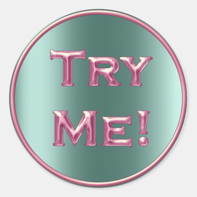 Sticker Rond Essayez-moi Mint Tester rose Turquoise Exemple Con (Devant)