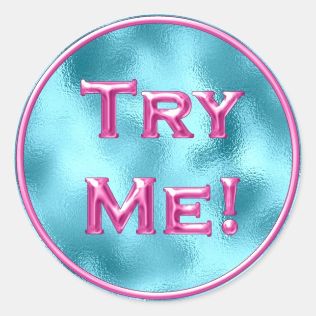 Sticker Rond Essayez-moi Ocean Pink Tester Exemple Conteneur (Devant)