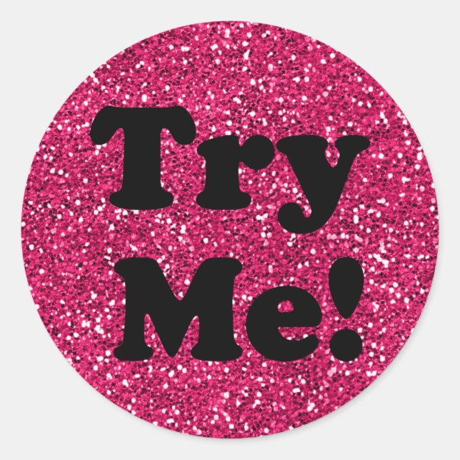 Sticker Rond Essayez-moi Parties scintillant Black Pink Tester  (Devant)