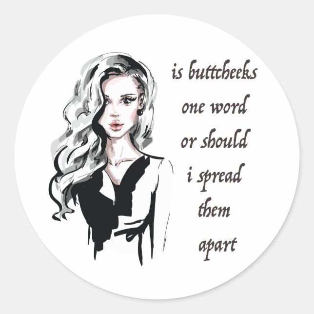 Sticker Rond Est Buttcheeks un mot (Devant)