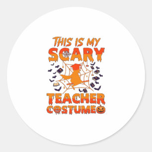 Sticker Rond Est Costume d'enseignant effrayant Halloween Sorci