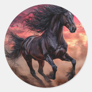 Sticker Rond esthétique du cheval noir