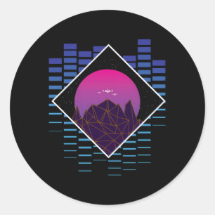 Sticker Rond Esthétique Vaporwave Synthwave Outrun