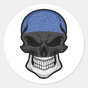 Sticker Rond Estonie Drapeau crâne souriant