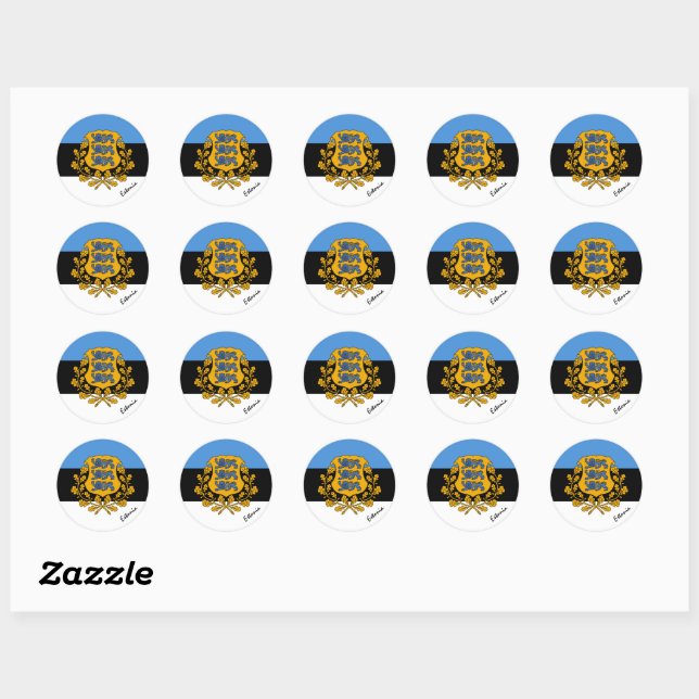 Sticker Rond Estonie & drapeau estonien patriotes, vacances / s (Feuille)