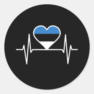 Sticker Rond Estonie Heartbeat Estonie Drapeau