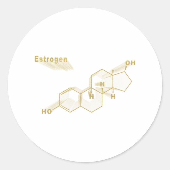 Sticker Rond Estrogen Hormone Formule chimique structurelle or (Devant)