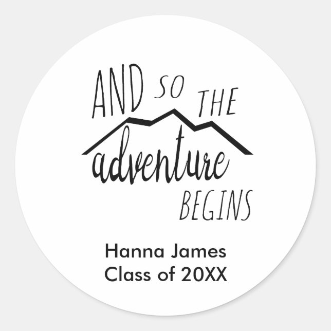 Sticker Rond Et donc l'aventure commence la graduation (Devant)