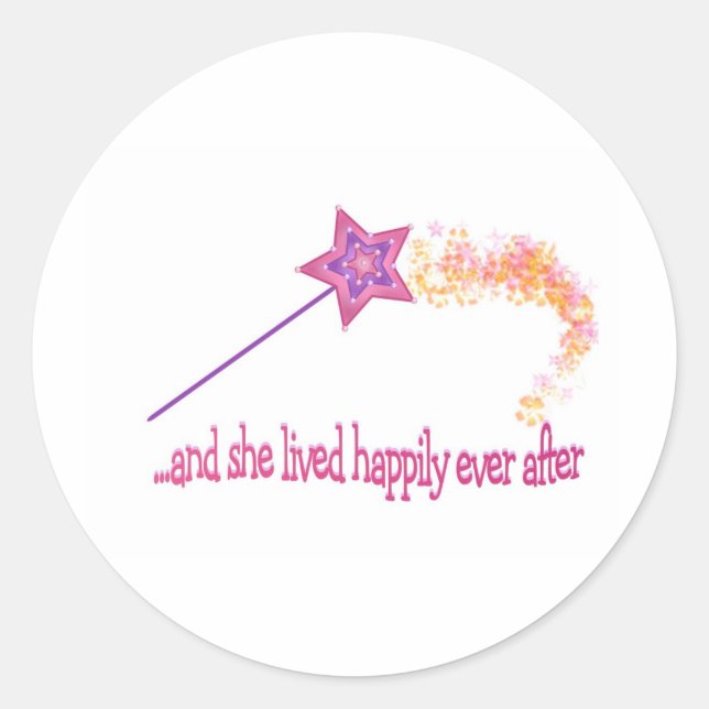 Sticker Rond Et Elle A Vécu Heureusement Après (Devant)
