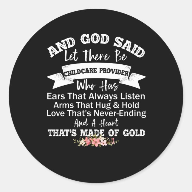 Sticker Rond Et God Said Let There Be A Childcare (Devant)