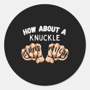 Sticker Rond Et Un Sandwich Knuckle - Poignard De Boxe