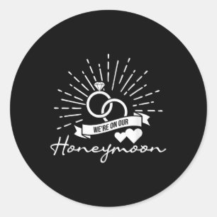 Sticker Rond Étaient En Lune De Miel - Mariage D'Amour Mariage