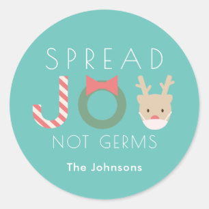 Sticker Rond Etaler JY Reindeer Masque Truquoise Bleu