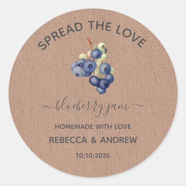 Sticker Rond Étaler L'Amour Blueberry Jam Kraft Papier Favorise (Devant)