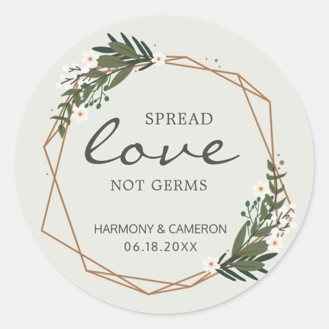 Sticker Rond Etaler l'amour pas les germes Mariage géométrique  (Devant)