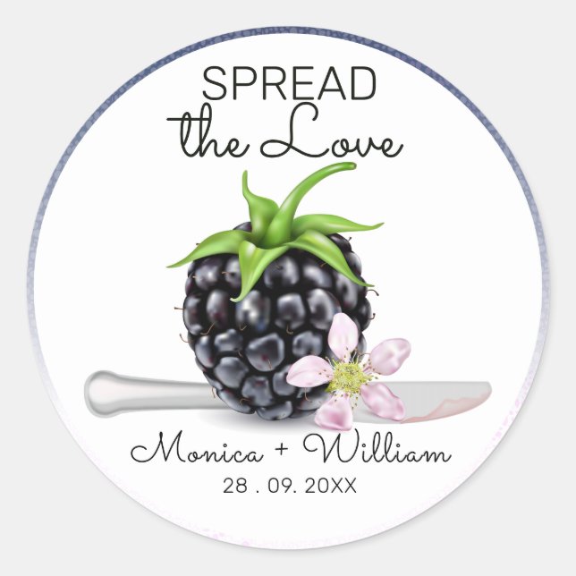 Sticker Rond Étaler le Mariage de confiture de mûre Love (Devant)