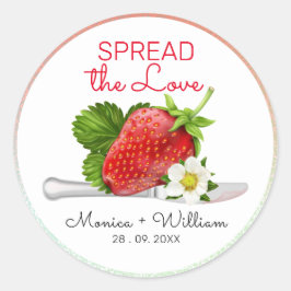 Sticker Rond Étaler le Mariage Love Strawberry