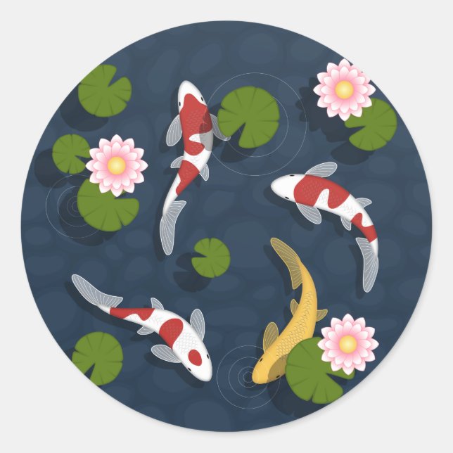 Sticker Rond Étang de poisson japonais Koi 2 (Devant)