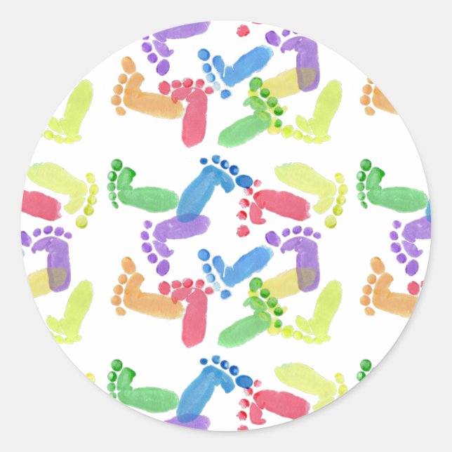 Sticker Rond Étapes bébé, Pieds bébé, Empreintes bébé dans les  (Devant)
