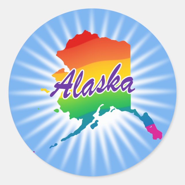 Sticker Rond État Arc-En-Ciel De L'Alaska (Devant)