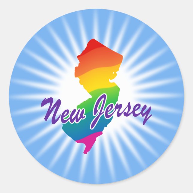 Sticker Rond État Arc-En-Ciel Du New Jersey (Devant)