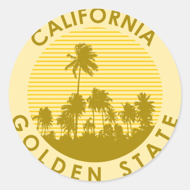 Sticker Rond État d'or de Californie (Devant)