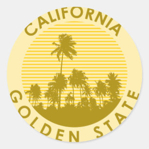 Sticker Rond État d'or de Californie