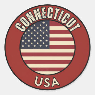Sticker Rond État du Connecticut