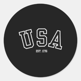Sticker Rond États-Unis 1776 Style Collégial Patriotique Fierté